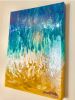 Good Tidings - Framed Original Painting - Fluid Blue Gold Ocean Art | Oil And Acrylic Painting in Paintings by Eman's Gallery