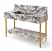 Handmade Calacatta Viola Marble Sink with Brass Legs | Water Fixtures by Vero Marble