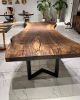 Live Edge Walnut Table - Modern Kitchen Table - Epoxy Table | Dining Table in Tables by Tinella Collection. Item made of walnut works with contemporary & country & farmhouse style
