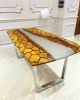 Hexagon Epoxy Table - River Table - Wood Art Table | Dining Table in Tables by Tinella Collection. Item made of wood & synthetic compatible with contemporary and country & farmhouse style