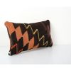 Geometrical Turkish Kilim Lumbar Cushion Cover, Wool Oblong | Pillows by Vintage Pillows Store