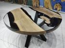 Clear Epoxy Resin Round Coffee Table | Resin Dining Table | Tables by LuxuryEpoxyFurniture. Item made of wood & synthetic