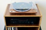Spin Record Player Stand | Media Console in Storage by Housefish. Item made of maple wood
