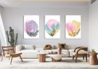 Abstract Flowers Set of 3 Prints Modern Wall Art Modern Art | Prints by uniQstiQ. Item composed of paper