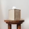 Matte Sand Leather Single Tissue Box Cover | Toiletry in Storage by Vantage Design