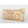Faded Brown Vintage Suzani Lumbar Pillow Fashioned from a Mi | Cushion in Pillows by Vintage Pillows Store