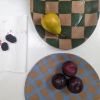 Green Check Oval Serving Platter | Serveware by Rosie Gore. Item made of ceramic