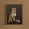 Earthy Woodland Fox Art Print, Sitting Wall Art, Rustic Home Decor | Prints by The Ugly Cat Studio