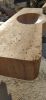 Hand Carved Travertine Sink: Wall Mount Farmhouse Washbasin (67"x20"x5.5") | Water Fixtures by AEGEAN MARBLE ARTISAN ATELIER