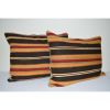 Turkish Lumbar Kilim Pillow - a Pair 18" X 24", Vintage | Cushion in Pillows by Vintage Pillows Store. Item composed of cotton