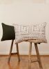 Greek Key Embroidered in Black & Gold on Cream Lumbar Pillow | Pillows by Vantage Design