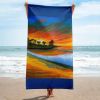 Towel - Day Blazed - Tropical Sunset Palm Tree Art | Work by Eman's Gallery