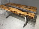Olive Epoxy Table - Resin Dining Table - Custom Epoxy Table | Tables by Tinella Collection. Item composed of wood and synthetic in contemporary or art deco style