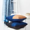 Aakar Mor Black & Indigo Color Block Mulberry Silk Pilow | Pillow in Pillows by Studio Variously