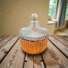 Frosted Ember – Blue & Copper Concrete Jar with Lid | Vessels & Containers by RAW & UNIQ