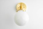 Opal Globe Sconce - Bathroom Lighting - Model No. 1077 | Sconces by Peared Creation. Item composed of brass