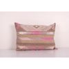 Anatolian Striped Pink Geometric Kilim Rug Pillow Cover, Vin | Cushion in Pillows by Vintage Pillows Store