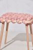 Rose Pink Vegan Suede Woven Stool | Chairs by Knots Studio. Item composed of wood and fabric