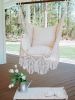 White Crochet Hammock Swing Chair | NINA | Chairs by Limbo Imports Hammocks. Item made of cotton with fiber