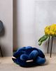 (M) Midnight Blue Velvet Knot Floor Cushion | Pillows by Knots Studio. Item composed of cotton