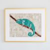 Mulberry Silk Chameleon | Tapestry in Wall Hangings by Tanana Madagascar. Item made of fabric & fiber