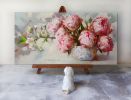 Peonies oil painting canvas original, Floral painting | Oil And Acrylic Painting in Paintings by Natart. Item composed of canvas and synthetic in contemporary style
