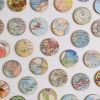Vintage World Map Dots Collage, Circle #2 | Paintings by Amelia Coward