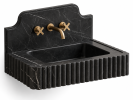 Floating Nero Marquina Black Marble Sink with Backsplash | Custom Wall Mounted Vanity | Work by Vero Marble