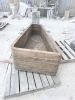 Hand Carved Silver Grey Travertine Bathtub: Natural Stone Tub | Water Fixtures by AEGEAN MARBLE ARTISAN ATELIER