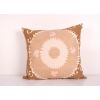 Turkish Brown and Pink Suzani Cushion Cover, Square Suzani P | Pillows by Vintage Pillows Store