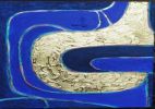 Ultramarine blue 3d art painting abstract blue gold 3d | Oil And Acrylic Painting in Paintings by Berez Art. Item made of canvas works with minimalism & mid century modern style