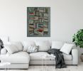 Green Library / Bibliotheque Verte | Oil And Acrylic Painting in Paintings by Sophie DUMONT. Item composed of canvas in minimalism or mid century modern style
