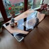 Epoxy Coffee Table with Clear Resin River | Tables by Ironscustomwood. Item made of walnut with metal