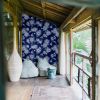 Chrysanthemum - Navy | Wallpaper in Wall Treatments by Wallcovetings by Brenda Houston. Item made of linen