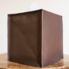 Saddle Brown Leather Single Tissue Box Cover | Toiletry in Storage by Vantage Design