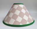 A Pair of Plaster Pink & Emerald Checkerboard Hand Painted | Table Lamp in Lamps by Rosie Gore. Item made of paper