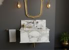 Calacatta Monet Marble Sink with Backsplash | Custom design | Water Fixtures by AYMARBLEDESIGN LLC