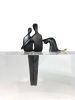 Combo Set: Close to Me Sculpture with Grooming Cat | Sculptures by YENNY COCQ