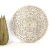 Haussmann® Teak Lotus Panel Inlay Round 60 cm H Sand Washed | Engraving in Art & Wall Decor by Haussmann®