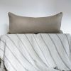 Neutral Striped Wool with Wool Welt Lumbar Pillow 16x34 | Pillows by Vantage Design
