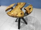 Custom Order 28" Diameter, Round Olive Wood, Clear Epoxy | Dining Table in Tables by LuxuryEpoxyFurniture. Item composed of wood and synthetic