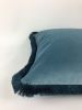 blue velvet pillow // blue fringe pillow // blue monochrome | Pillows by Velvet Fringe