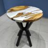 Custom 30" Diameter, Round Olive Wood, Metallic White Epoxy | Dining Table in Tables by LuxuryEpoxyFurniture. Item composed of wood & synthetic