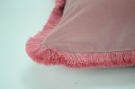pink brush fringed pillow cover // dusty pink velvet cushion | Pillows by velvet + linen