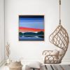 Original 40x40 Geometric Mountain Landscape | Reflection in Time by Shilo Ratner | Work by Shilo Ratner