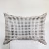 Charcoal With Beige Open Checkers Wool Pillow Set of 2 - 26x36 | Pillows by Vantage Design