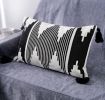 woven tassel pillow // black and white woven pillow // black | Pillows by velvet + linen