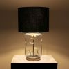 Glanz Glass Table Lamp | Sconces by Home Blitz. Item composed of cotton & brass compatible with mid century modern style