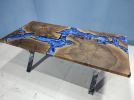 Custom Order Dark Walnut Ocean Epoxy Resin Table | Dining Table in Tables by LuxuryEpoxyFurniture. Item made of wood & synthetic