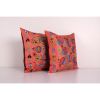 Suzani Silk Cushion Cover, Set of Two Hand Embroidery Peach | Pillows by Vintage Pillows Store